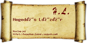 Hegedűs Lázár névjegykártya