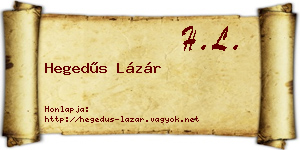 Hegedűs Lázár névjegykártya